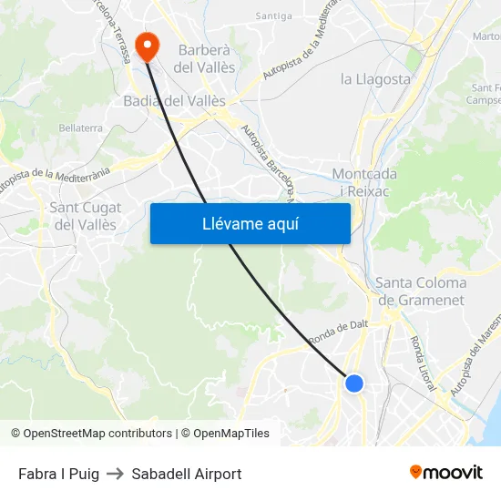 Fabra I Puig to Sabadell Airport map