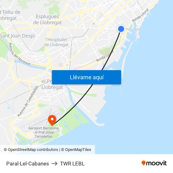 Paral·Lel-Cabanes to TWR LEBL map