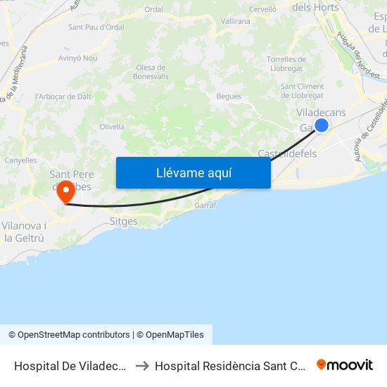 Hospital De Viladecans to Hospital Residència Sant Camil map