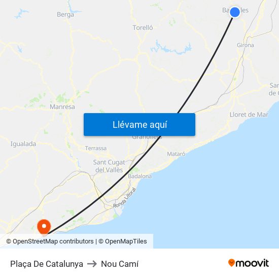 Plaça De Catalunya to Nou Camí map