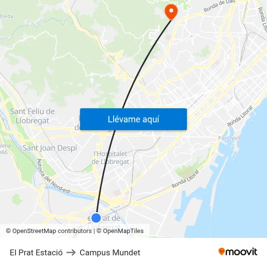 El Prat Estació to Campus Mundet map