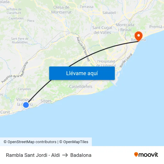 Rambla Sant Jordi - Aldi to Badalona map