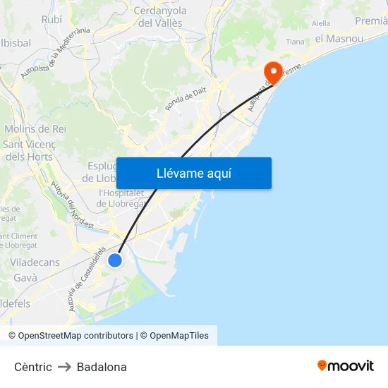 Cèntric to Badalona map