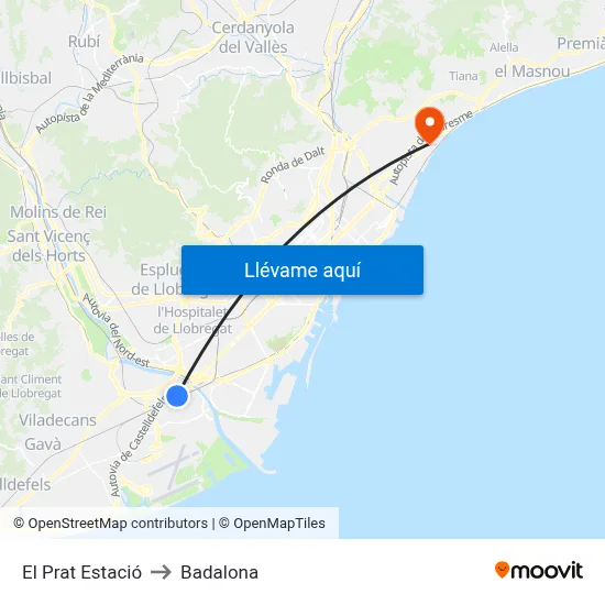 El Prat Estació to Badalona map