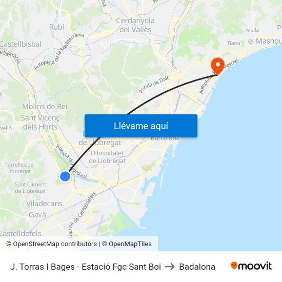 J. Torras I Bages - Estació Fgc Sant Boi to Badalona map