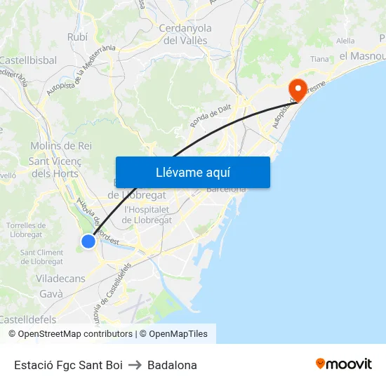 Estació Fgc Sant Boi to Badalona map