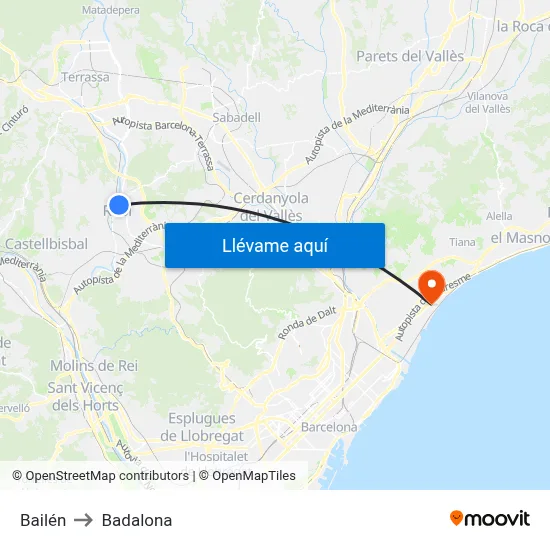 Bailén to Badalona map