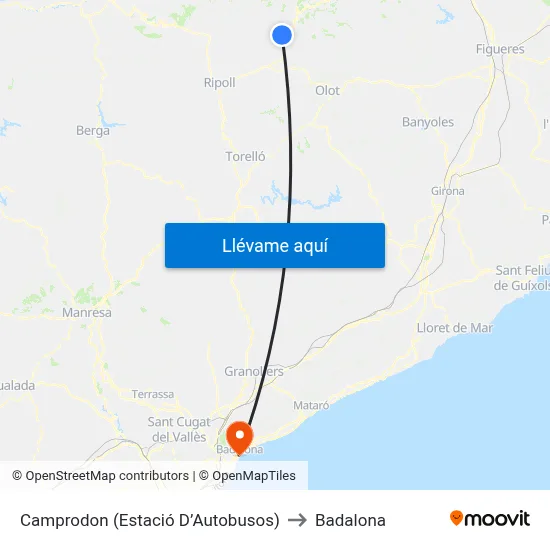 Camprodon  (Estació D’Autobusos) to Badalona map