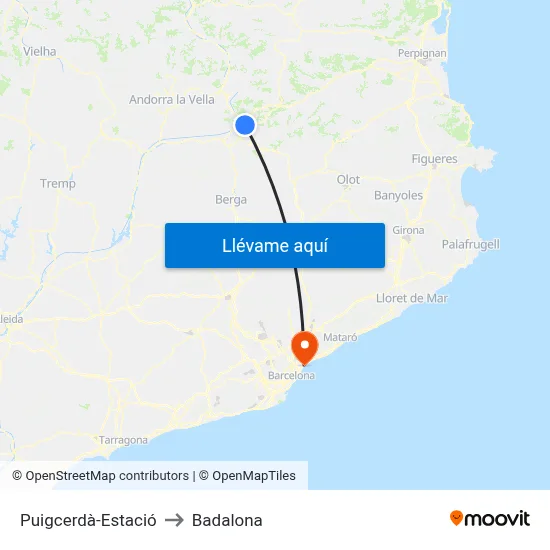 Puigcerdà-Estació to Badalona map