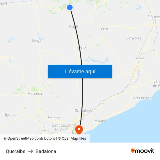 Queralbs to Badalona map
