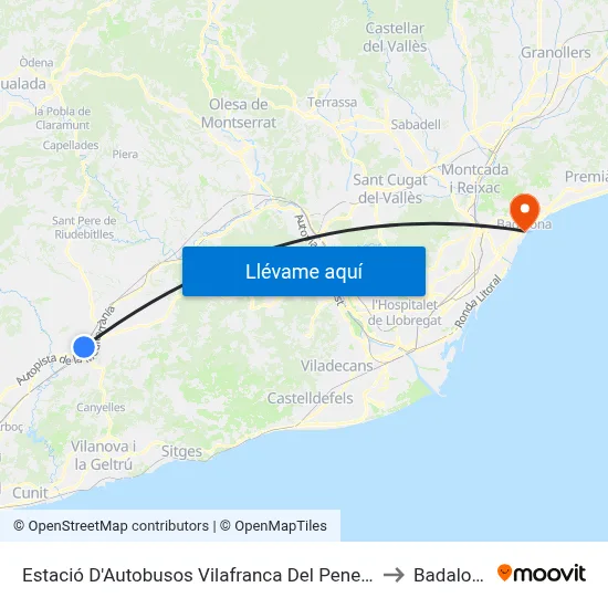 Estació D'Autobusos Vilafranca Del Penedès to Badalona map