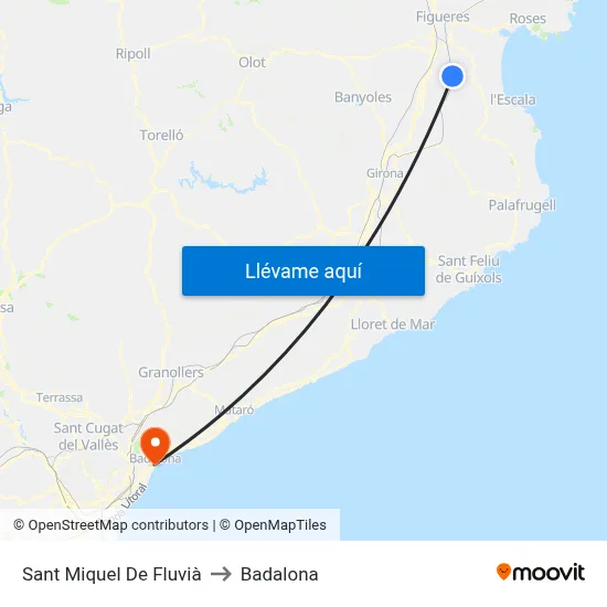 Sant Miquel De Fluvià to Badalona map