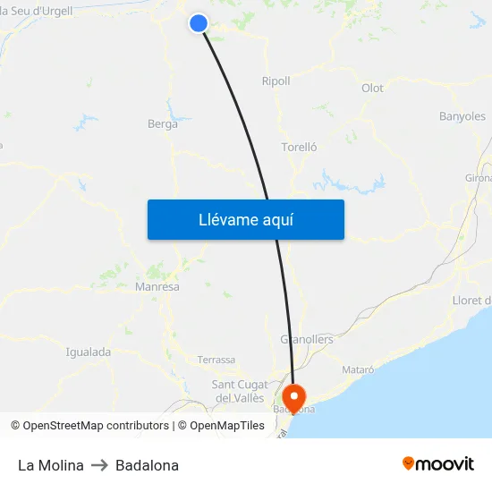 La Molina to Badalona map