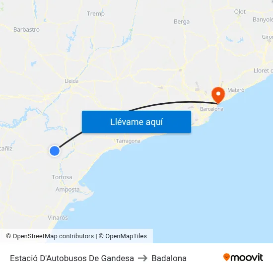 Estació D'Autobusos De Gandesa to Badalona map