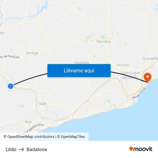 L'Albi to Badalona map