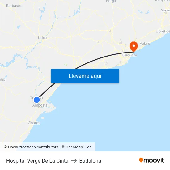 Hospital Verge De La Cinta to Badalona map
