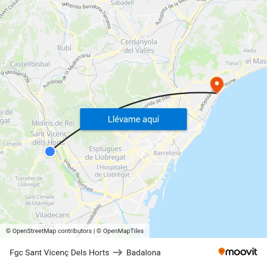Fgc Sant Vicenç Dels Horts to Badalona map