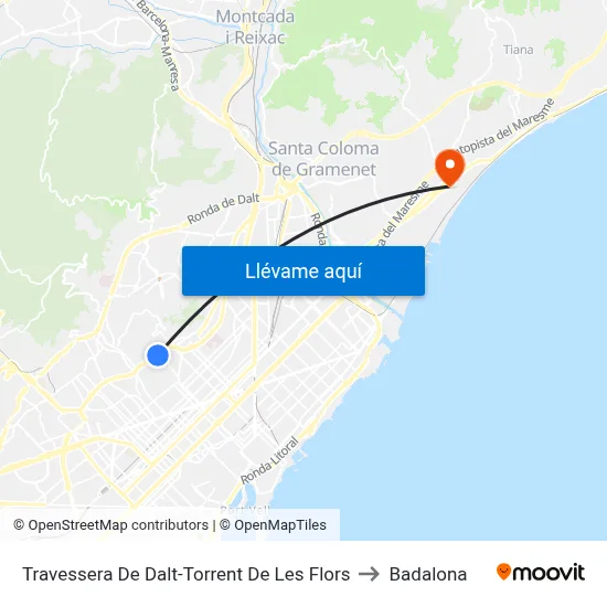 Travessera De Dalt-Torrent De Les Flors to Badalona map
