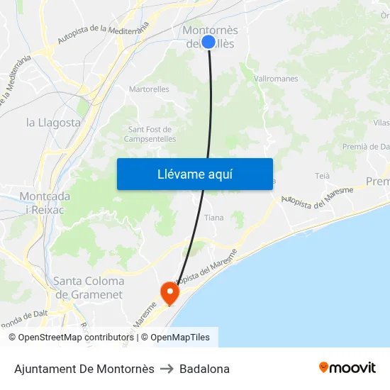Ajuntament De Montornès to Badalona map