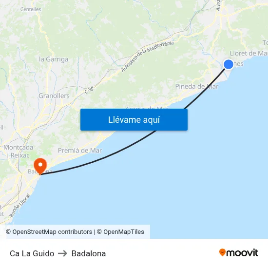 Ca La Guido to Badalona map