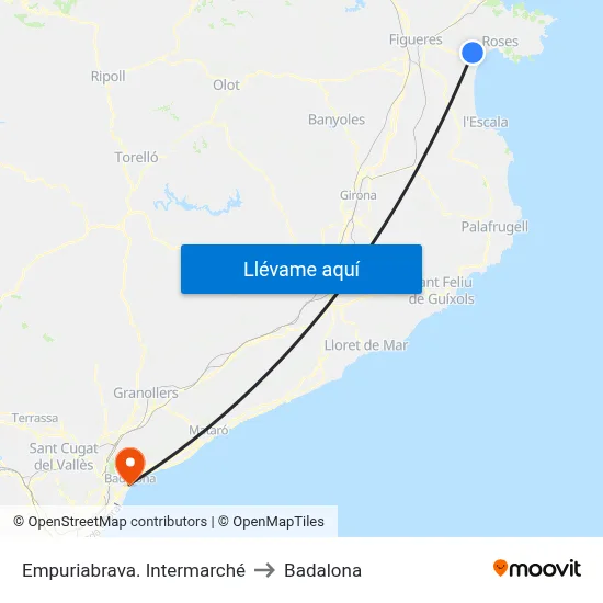Empuriabrava. Intermarché to Badalona map