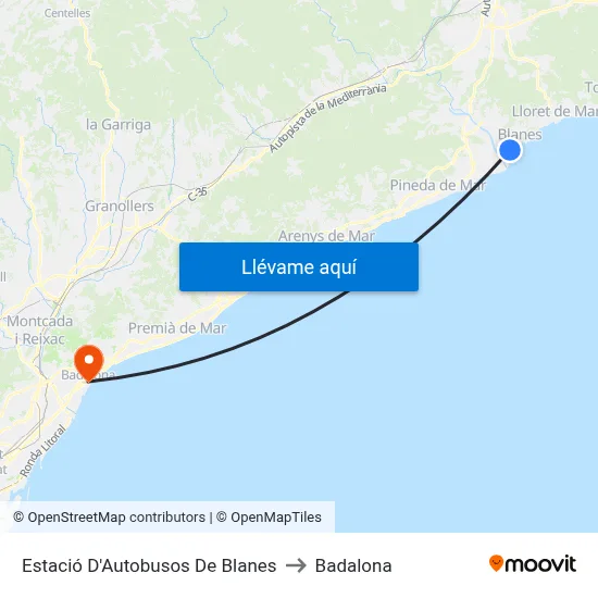 Estació D'Autobusos De Blanes to Badalona map