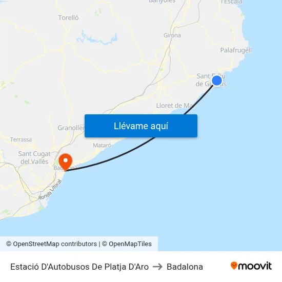Estació D'Autobusos De Platja D'Aro to Badalona map