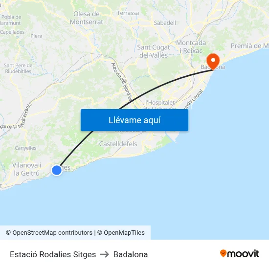 Estació Rodalies Sitges to Badalona map