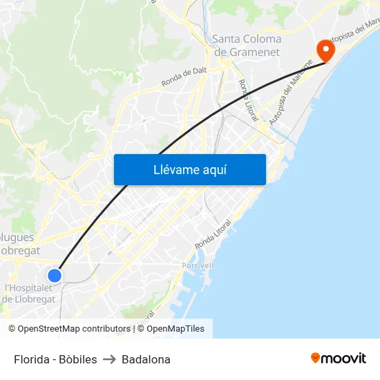 Florida - Bòbiles to Badalona map