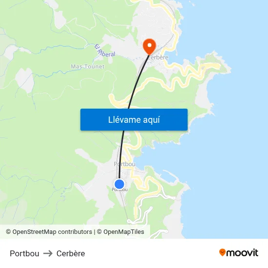 Portbou to Cerbère map
