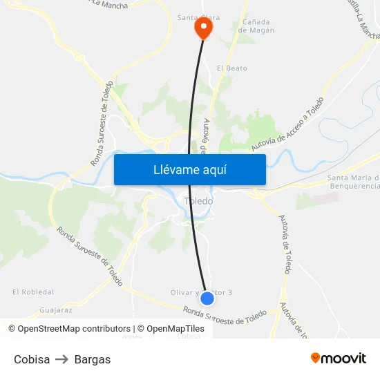 Cobisa to Bargas map