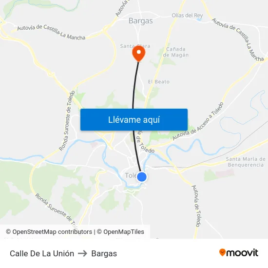 Calle De La Unión to Bargas map