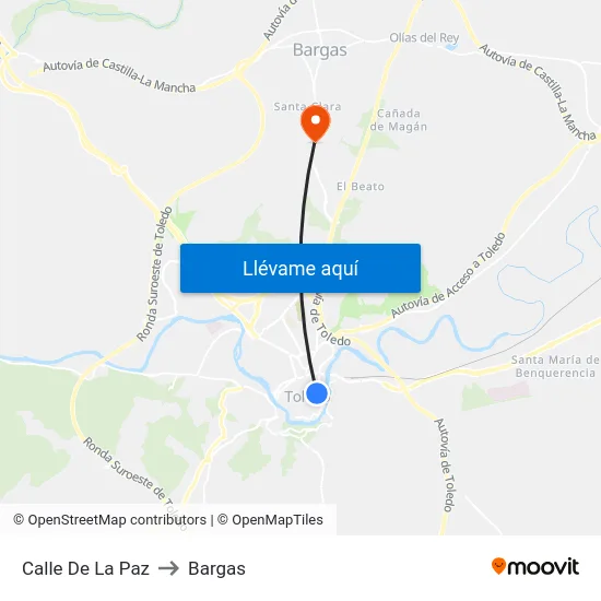 Calle De La Paz to Bargas map