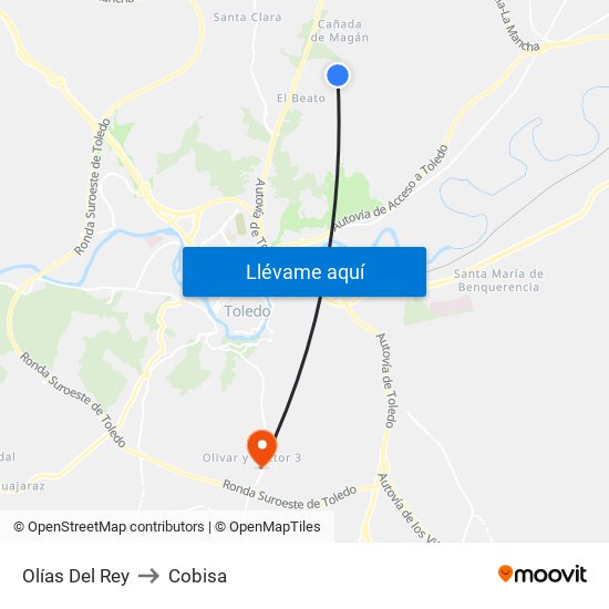 Olías Del Rey to Cobisa map