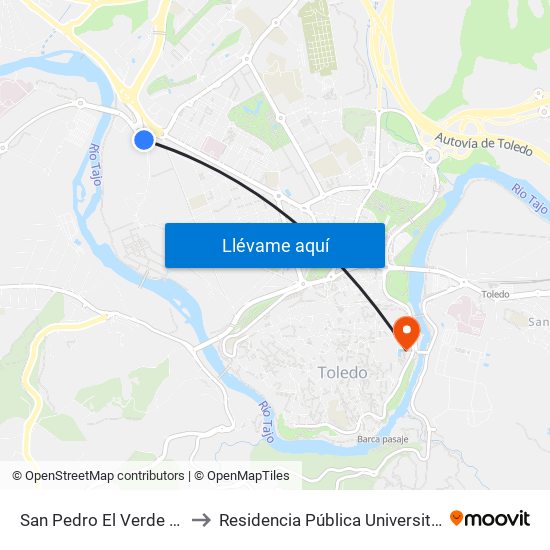San Pedro El Verde (Glorieta Ctra. Peraleda) to Residencia Pública Universitaria Francisco Tomas Y Valiente map