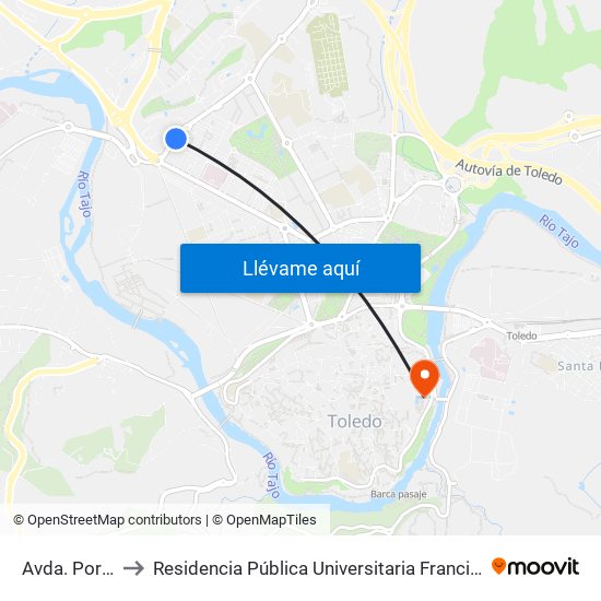 Avda. Portugal, 2 to Residencia Pública Universitaria Francisco Tomas Y Valiente map