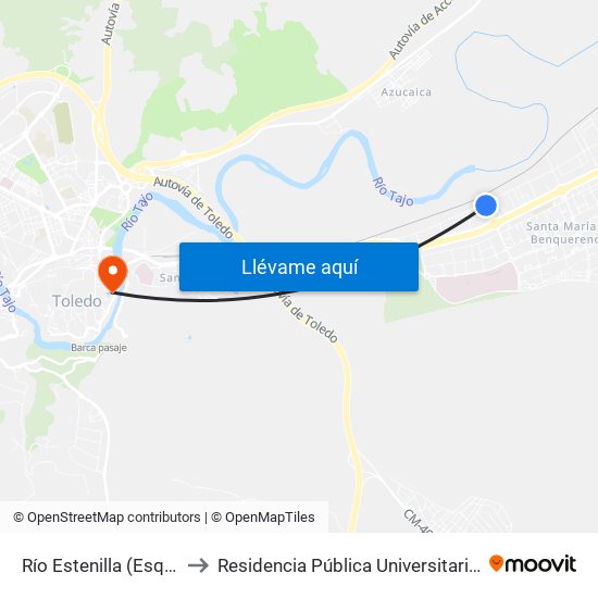 Río Estenilla (Esquina Calle Jarama) to Residencia Pública Universitaria Francisco Tomas Y Valiente map