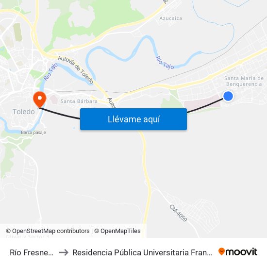 Río Fresnedoso, 11 to Residencia Pública Universitaria Francisco Tomas Y Valiente map