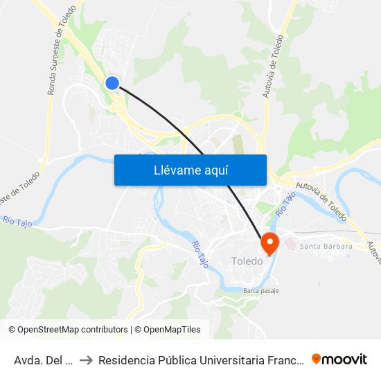 Avda. Del Olmo, 7 to Residencia Pública Universitaria Francisco Tomas Y Valiente map