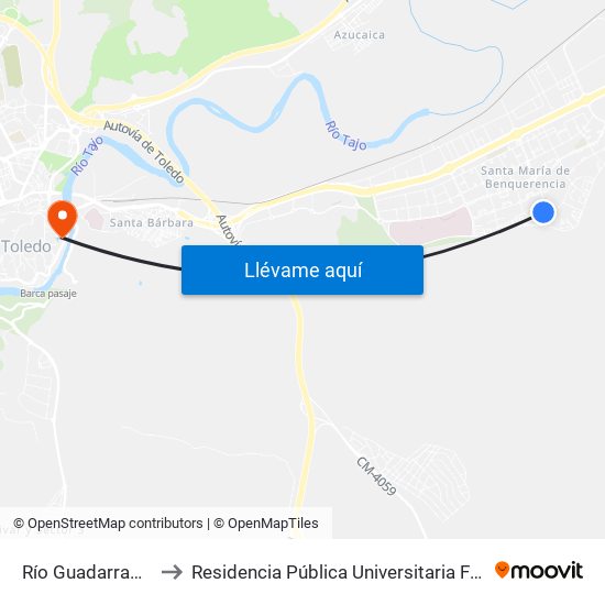 Río Guadarrama (Rotonda) to Residencia Pública Universitaria Francisco Tomas Y Valiente map