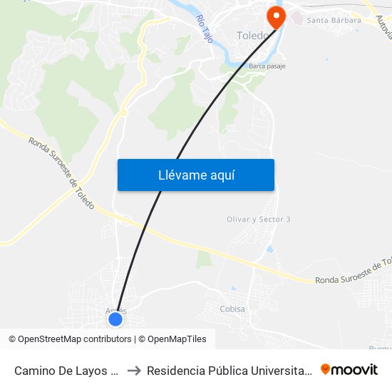 Camino De Layos (Ctra. Toledo), Argés to Residencia Pública Universitaria Francisco Tomas Y Valiente map