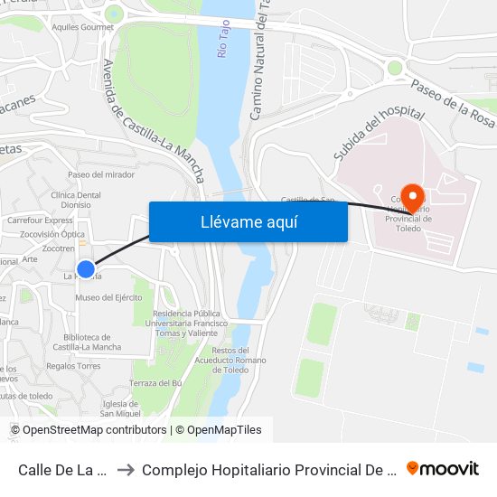 Calle De La Paz to Complejo Hopitaliario Provincial De Toledo map