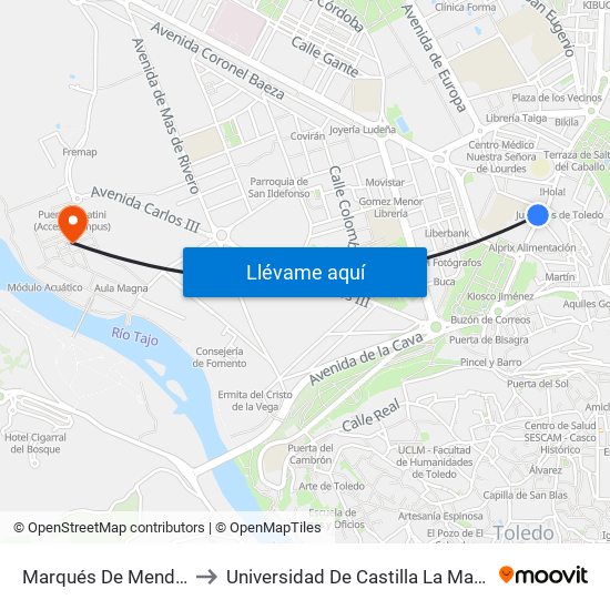 Marqués De Mendigorria (Colegio) to Universidad De Castilla La Mancha - Campus De Toledo map