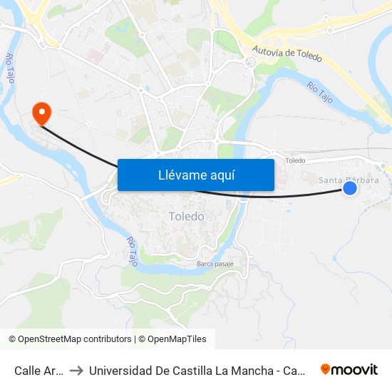 Calle Arroyo to Universidad De Castilla La Mancha - Campus De Toledo map