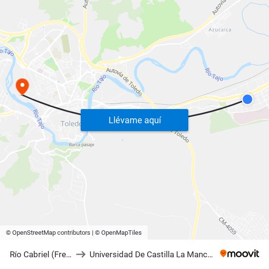 Río Cabriel (Frente Archivo) to Universidad De Castilla La Mancha - Campus De Toledo map
