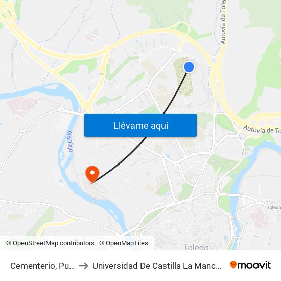 Cementerio, Puerta Lateral to Universidad De Castilla La Mancha - Campus De Toledo map