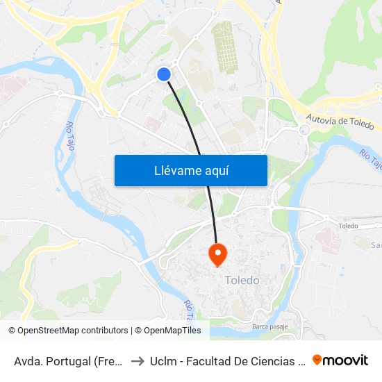 Avda. Portugal (Frente Consejería) to Uclm - Facultad De Ciencias Jurídicas Y Sociales map