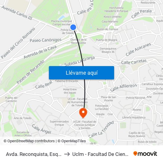 Avda. Reconquista, Esquina Avda. De Carlos III to Uclm - Facultad De Ciencias Jurídicas Y Sociales map