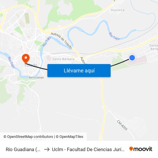 Río Guadiana (Sescam) to Uclm - Facultad De Ciencias Jurídicas Y Sociales map