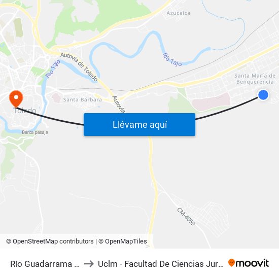 Río Guadarrama (Rotonda) to Uclm - Facultad De Ciencias Jurídicas Y Sociales map